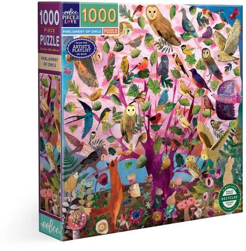 Parliament of Owls Puzzel (1000 stukjes) | eeBoo - Puzzels, Hobby en Vrije tijd, Denksport en Puzzels, Nieuw, Verzenden