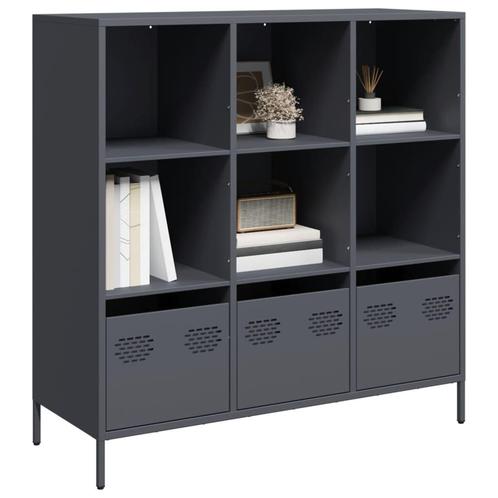 vidaXL buffetkast 101,5x39x103,5 cm staal antracietkleurig, Huis en Inrichting, Kasten | Buffetkasten, Nieuw, Metaal, Verzenden