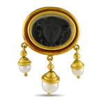 Broche - 18 karaat Elizabeth Locke 18K Geel Goud en Parel, Sieraden, Tassen en Uiterlijk, Antieke sieraden