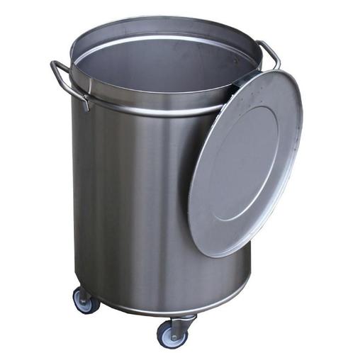 Afvalbak | RVS (Geborsteld) | 100L | Klapdeksel | Wielen |, Zakelijke goederen, Horeca | Keukenapparatuur, Nieuw in verpakking