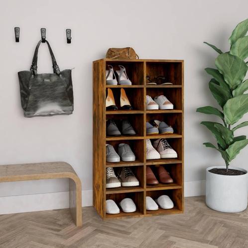 vidaXL Schoenenrek 54x34x100,5 cm bewerkt hout gerookt, Huis en Inrichting, Kasten | Schoenenrekken, Nieuw, Verzenden