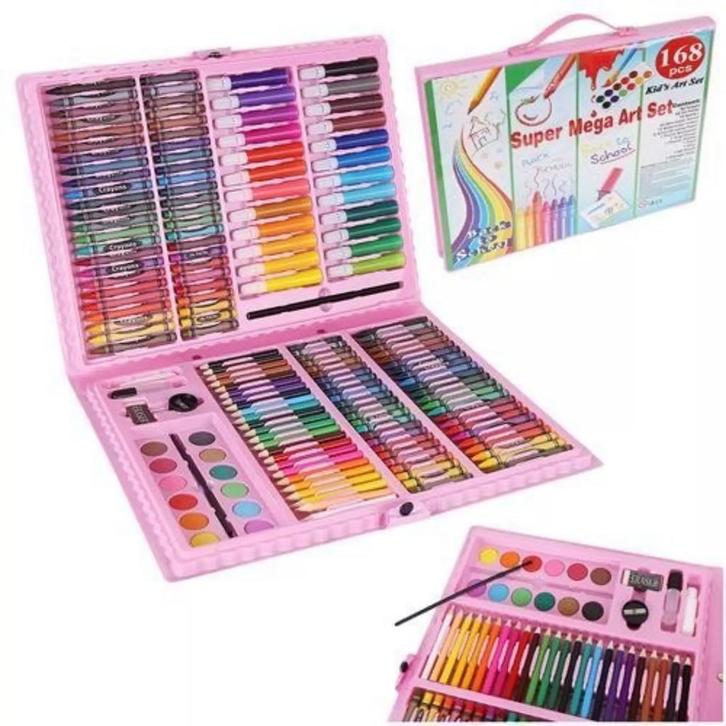 Maaleo Schilderset in Koffer - Junior - 168 stuks - Roze, Hobby en Vrije tijd, Schilderen, Nieuw, Ophalen of Verzenden