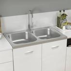 vidaXL Gootsteen dubbele bakken 800x500x155 mm roestvrij, Doe-het-zelf en Verbouw, Verzenden, Nieuw