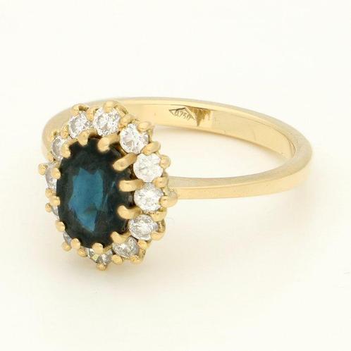 Ring - 18 karaat Geel goud Saffier - Diamant, Sieraden, Tassen en Uiterlijk, Ringen