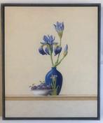 Ruud Verkerk - Japanse vaas met blauwe Iris., Antiek en Kunst