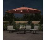 Terracottakleurige Zweefparasol met LED - Retourdeal - Pr..., Tuin en Terras, Ophalen of Verzenden, Nieuw, 3 tot 4 meter, Zweefparasol