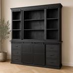 Buffetkast Mangohout Milan 200 Recht Zwart, Verzenden, Nieuw, Overige houtsoorten, Industriële meubels
