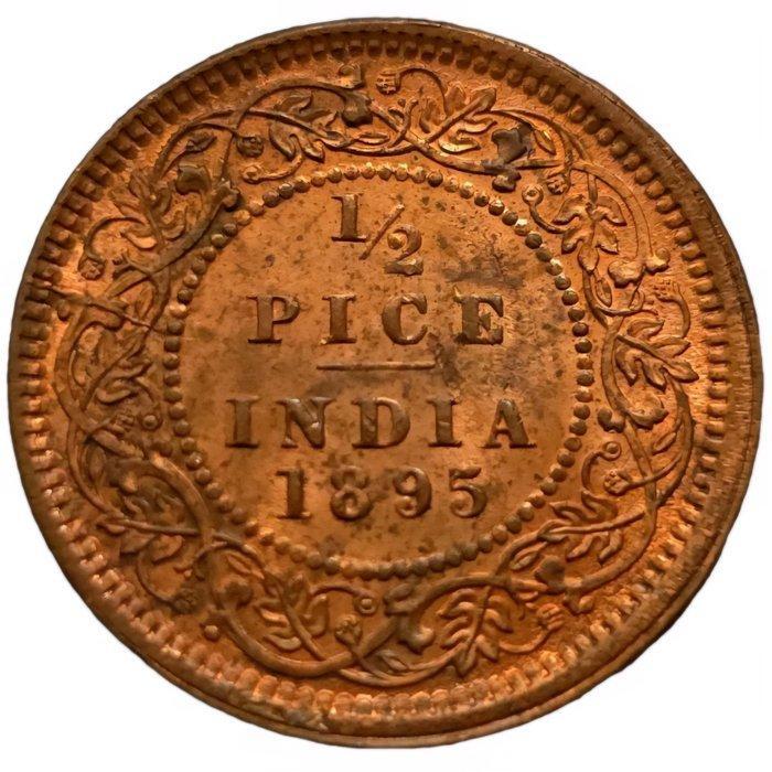 Brits India. Victoria. 1/2 Pice 1895 Calcutta Mint (Zonder, Postzegels en Munten, Munten | Europa | Niet-Euromunten