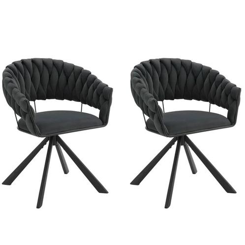 2x eetkamerstoel donkergrijs - metaal met stof - grijs /, Huis en Inrichting, Stoelen, Verzenden