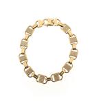 Gouden schakel armband met zirconia | 22,5 cm, Gebruikt, Overige kleuren, Ophalen of Verzenden, Met edelsteen