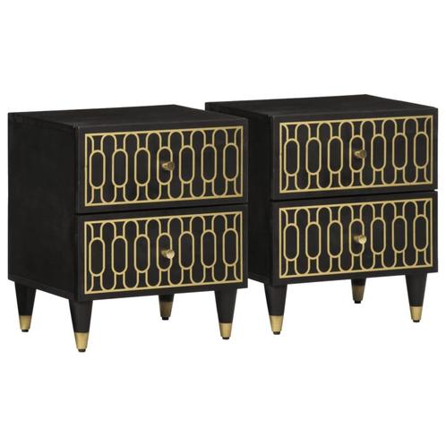 vidaXL Nachtkastjes 2 st 40x33x46 cm massief mangohout, Huis en Inrichting, Slaapkamer | Nachtkastjes, Nieuw, Hout, Verzenden