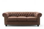 Chesterfield 3-zitsbank 200cm vintage bruin 3-zits met, Huis en Inrichting, Ophalen of Verzenden, Nieuw