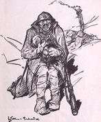 Spotprent over het sturen van krankzinnigen naar het front, Antiek en Kunst, Verzenden