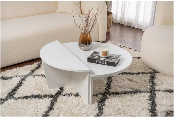 Asir 241NRD1217 Salontafel Wit  90 x 60 cm van 159 voor 99, Huis en Inrichting, Tafels | Salontafels, 50 tot 100 cm, Ovaal, Nieuw