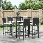 vidaXL 7-delige Tuinbarset met kussens poly rattan zwart, Tuin en Terras, Tuinsets en Loungesets, Verzenden, Nieuw, Rotan, 6 zitplaatsen