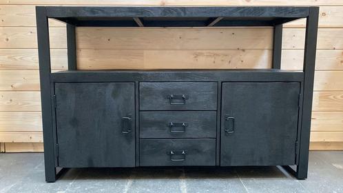 Dressoir Mangohout | Zwart | Breedte: 140,0cm, Huis en Inrichting, Kasten | Dressoirs, Nieuw, Ophalen