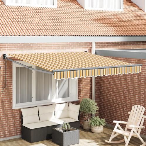 vidaXL Handmatige Uittrekbare Luifel Multicolor Streep, Tuin en Terras, Zonneschermen, Nieuw, Verzenden