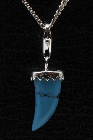 Zilveren Tand turquoise hanger en/of bedel, Sieraden, Tassen en Uiterlijk, Bedels, Verzenden