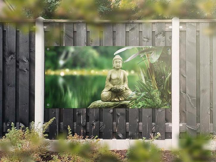 NR 1219: Tuinposter Boeddha groen 90x180cm, Tuin en Terras, Tuinwanddecoratie, Nieuw