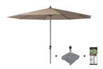 Platinum Riva stokparasol 3.5 m. rond - Taupe met voet en, Tuin en Terras, Parasols, Nieuw, Parasolvoet, Verzenden