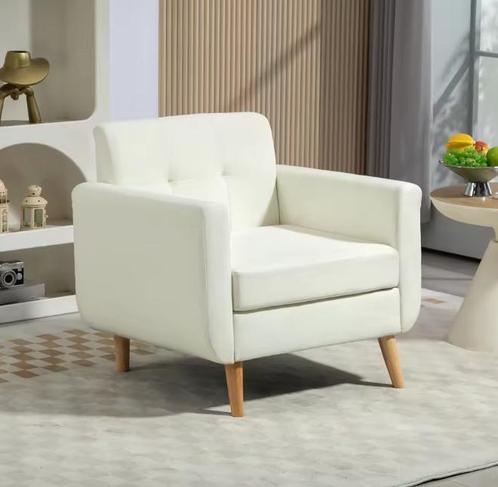 Moderne Crème Lounge Fauteuil met Armleuningen &amp; Comfort, Huis en Inrichting, Stoelen, Nieuw, Verzenden