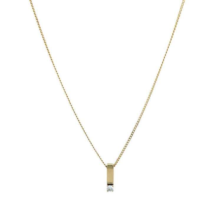Gouden collier met zirkonia hanger 45 cm 14 karaat, Sieraden, Tassen en Uiterlijk, Kettingen, Wit, Zo goed als nieuw, Met hanger