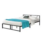 Metalen bed Meran bedframe met bedbodem zwart 140x200