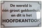 De wereld is één groot gekkenhuis reclamebord, Verzamelen, Merken en Reclamevoorwerpen, Verzenden, Nieuw
