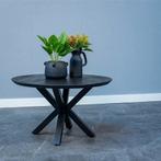 Salontafel Mangohout Tess Rond 70 Zwart, Huis en Inrichting, Tafels | Salontafels, Verzenden, Rond, Nieuw, Industriële meubels