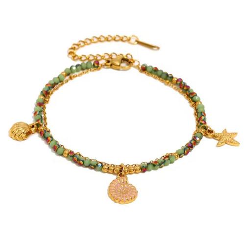 Boho kleurrijke armband - groene tinten - goud tinten, Sieraden, Tassen en Uiterlijk, Armbanden
