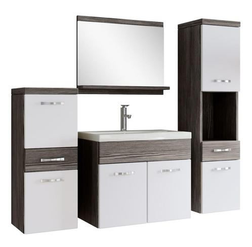 Badkamermeubel Set Alba 60 x 35 cm Grijs eiken wit Badmeubel, Huis en Inrichting, Badkamer | Badkamermeubels, Nieuw, Wastafelkast