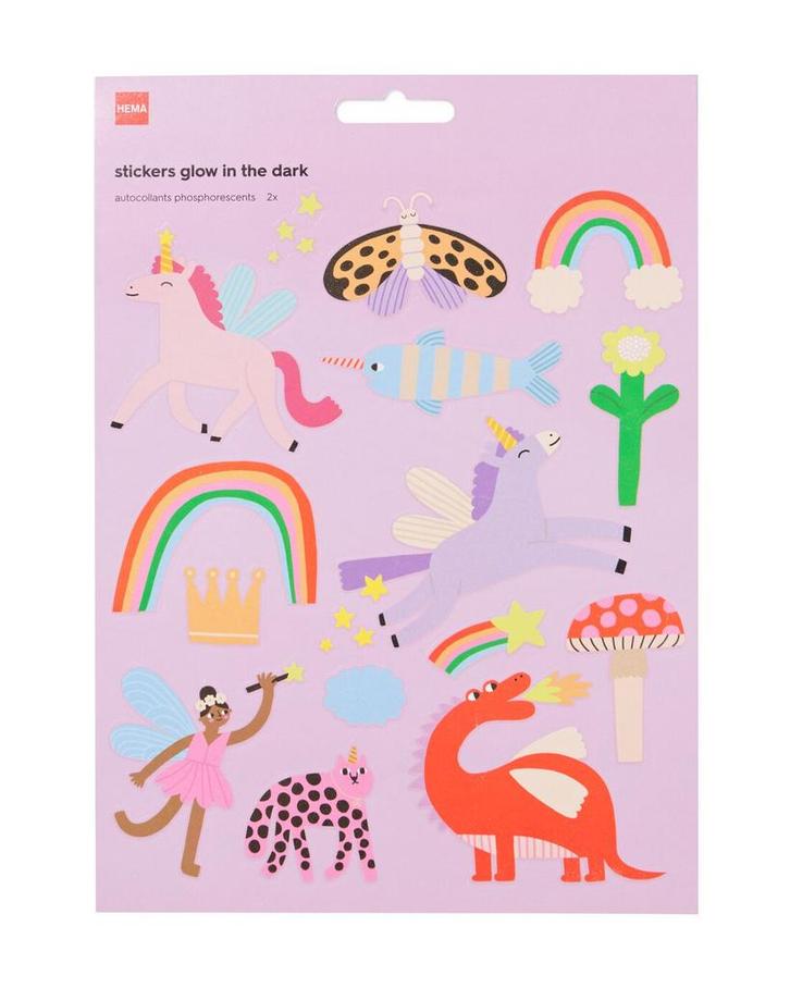 HEMA Stickers glow in the dark fantasie, Hobby en Vrije tijd, Stickers en Plaatjes, Nieuw, Verzenden