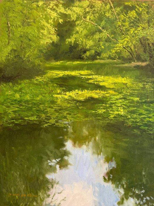 Emre Kinail (XX-XXI) - The greenest landscape, Antiek en Kunst, Kunst | Schilderijen | Klassiek