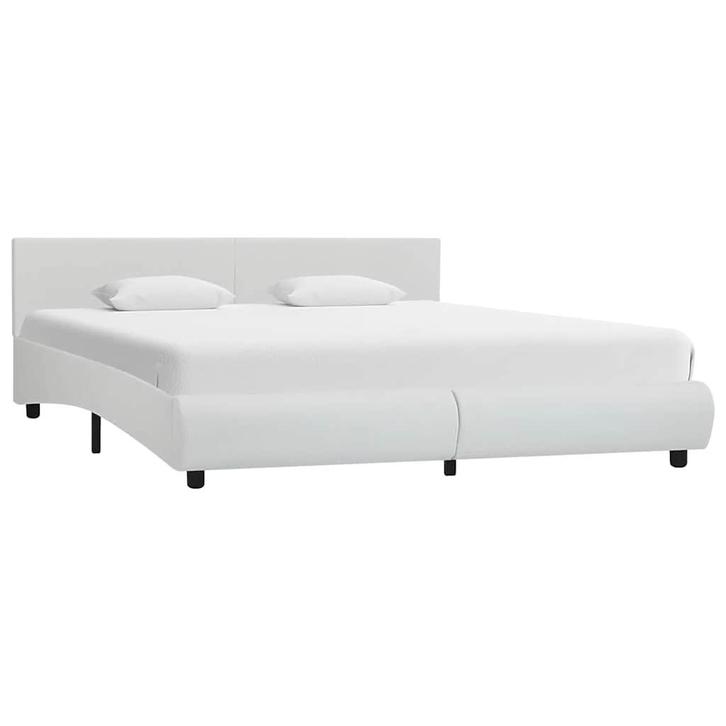 vidaXL Bedframe met LED kunstleer wit 160x200 cm, Huis en Inrichting, Slaapkamer | Bedden, 160 cm, 200 cm, Wit, Tweepersoons, Nieuw