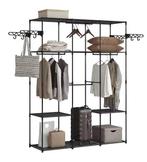 Zwarte open kledingkast met planken en metalen frame 178 cm, Huis en Inrichting, Kasten | Kledingkasten, Verzenden, Nieuw