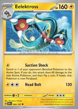 Eelektross 069/197 reverse holo Obsidian flames, Hobby en Vrije tijd, Verzamelkaartspellen | Pokémon, Losse kaart, Nieuw, Foil