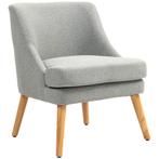 Fauteuil - Armleuningen - Houten poten - Lichtgrijs, Huis en Inrichting, Fauteuils, Ophalen of Verzenden, Nieuw, Stof, Modern