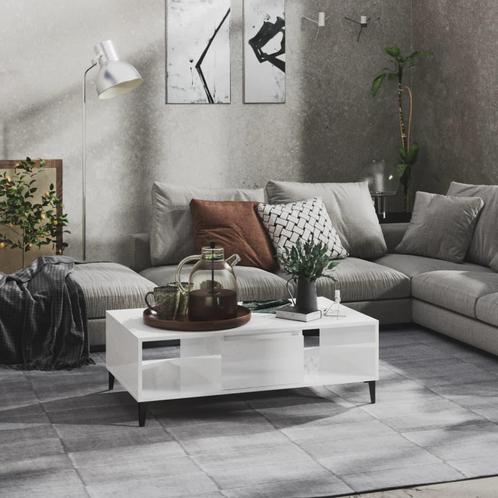 vidaXL Salontafel 103,5x60x35 cm bewerkt hout hoogglans wit, Huis en Inrichting, Tafels | Salontafels, 100 tot 150 cm, Nieuw, Overige houtsoorten