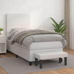 vidaXL Boxspring met matras kunstleer wit 90x190 cm, Overige materialen, 90 cm, Eenpersoons, Verzenden