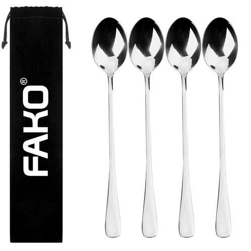 Fako Bijoux® - 4 Lange Lepels - Latte Macchiato - Longdrink, Huis en Inrichting, Keuken | Bestek, Verzenden