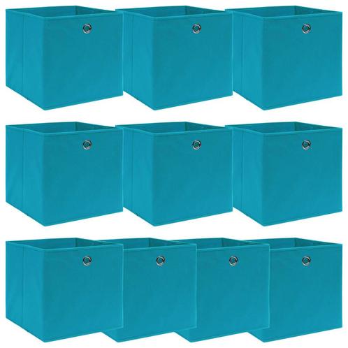vidaXL Opbergboxen 10 st 32x32x32 cm stof babyblauw, Huis en Inrichting, Woonaccessoires | Kisten, Nieuw, Verzenden
