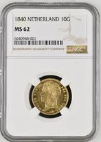 Gouden Willem I 10 gulden 1840 MS62 NGC gecertificeerd, Goud, Losse munt, Verzenden