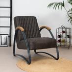 50% Korting: Industriële fauteuil Ivy eco-leer antraciet, Huis en Inrichting, Fauteuils, Ophalen, Zo goed als nieuw, Leer, Industrieel