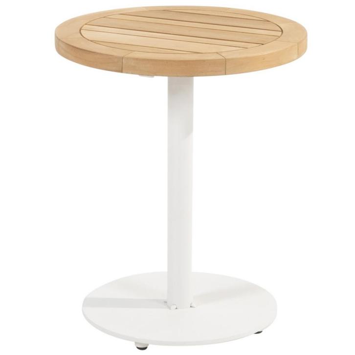 Volta teak bijzettafel centrale poot wit 45 cm rond 4, Tuin en Terras, Tuintafels, Nieuw, Ophalen of Verzenden