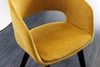 Design stoel NORDIC STAR mosterdgeel structuurstof houten, Huis en Inrichting, Stoelen, Ophalen of Verzenden, Nieuw