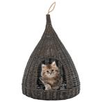 vidaXL Kattenhuis met kussen tipi 40x60 cm natuurlijk wilgen, Dieren en Toebehoren, Katten-accessoires, Verzenden, Nieuw