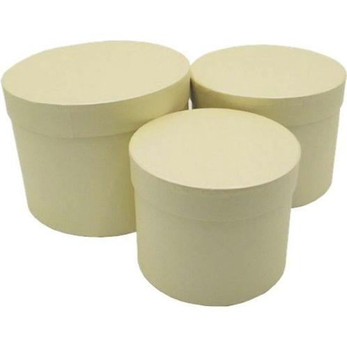 Bloemendoos set van 3 bloemendozen rond ivory flowerbox, Huis en Inrichting, Woonaccessoires | Kunstplanten en Kunstbloemen, Nieuw
