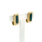 18 Krt. Gouden oorbellen met jade (oorstekers) (oorstekers), Sieraden, Tassen en Uiterlijk, Oorbellen, Gebruikt, Overige kleuren