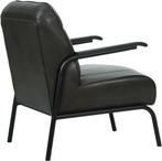 Donkergrijze leren industriële retro fauteuil - Granada leer, Huis en Inrichting, Fauteuils, Nieuw, Ophalen of Verzenden, 50 tot 75 cm