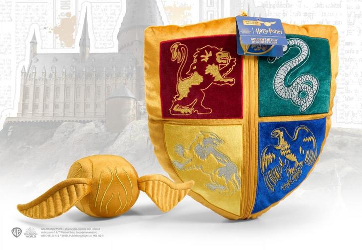 Harry Potter Hogwarts Crest & Snitch Kussen, Verzamelen, Harry Potter, Nieuw, Ophalen of Verzenden